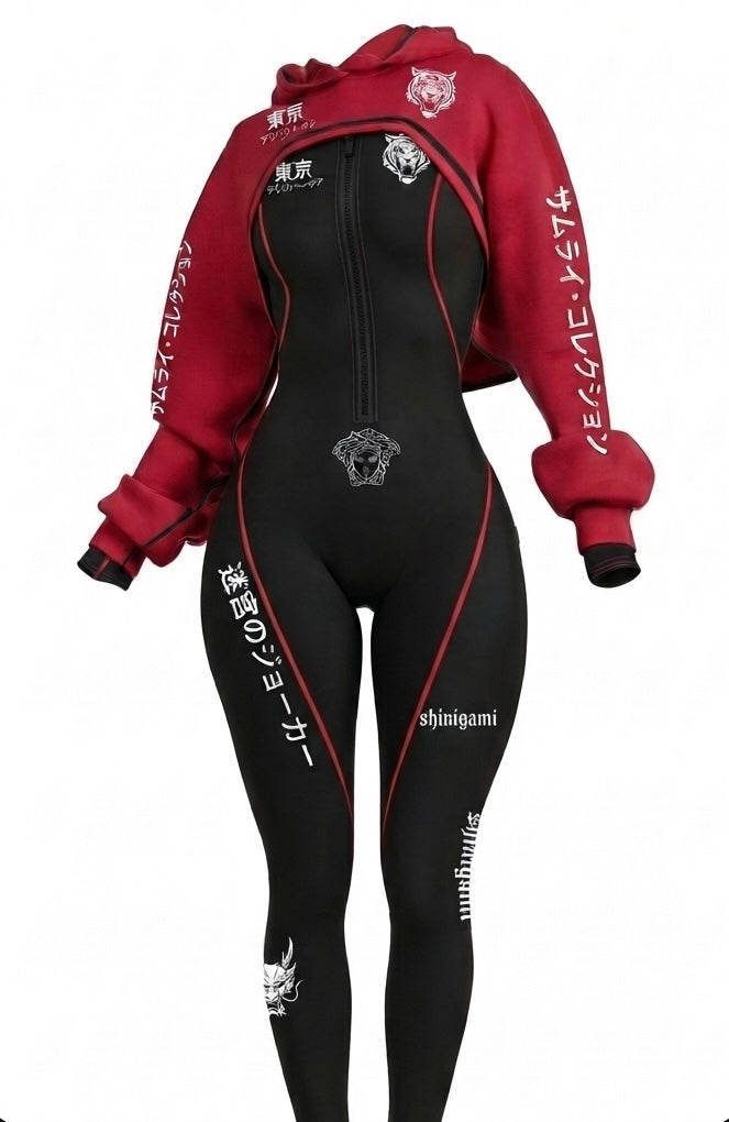 The Shinigami Cyber Jumpsuit & Shrug Set